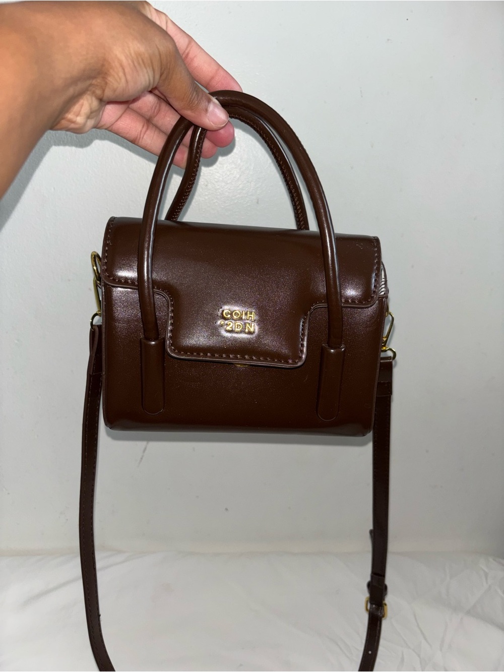 Source Unknown Brown Mini Satchel with Gold Hardware